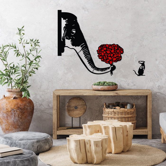 Wallity Banksy Metal 04 Escultura de pared Negro y Rojo